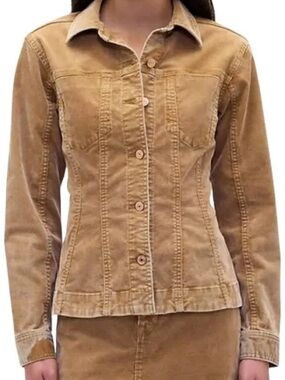 GAP Women’s Tan Corduroy Jacket XL Button Front Classic Utility